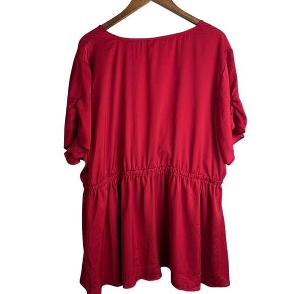 Torrid Red Surplice Wrap Peplum Blouse Size 4X Flowy Plus Size Top Holiday Basic - Picture 5 of 8